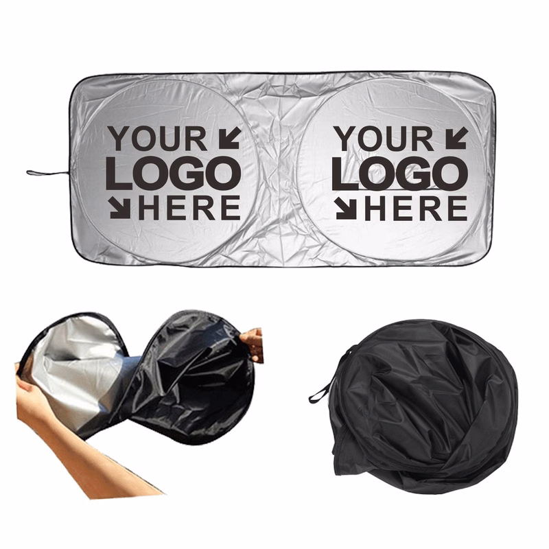 MOQ50Pcs Car Windshield Sun Shade With Storage Pouch