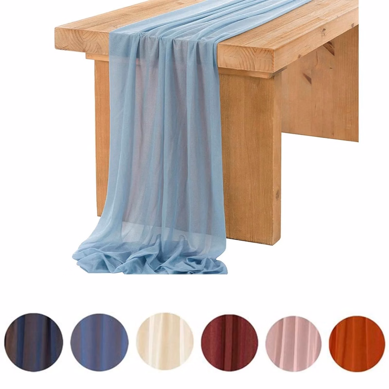 Dusty Rose Sheer Table Runner for Rustic Boho Wedding