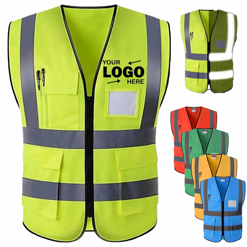 Premium Reflective Safety Vest With Multiple Pockets And Card Holder