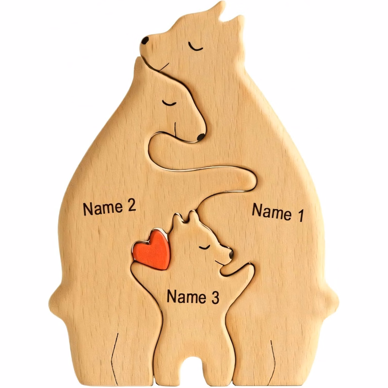 Wooden Bear Family Puzzle Ornament