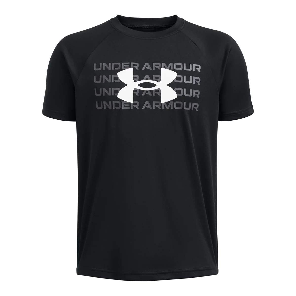 UA Tech Wordmark Logo Boys' Short Sleeve 1