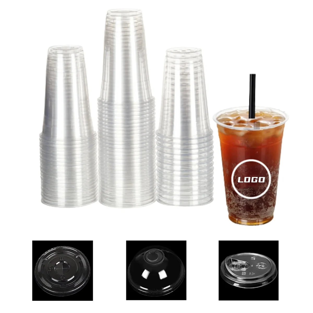 16oz Disposable Clear PET Coffee Cup With Lid 1