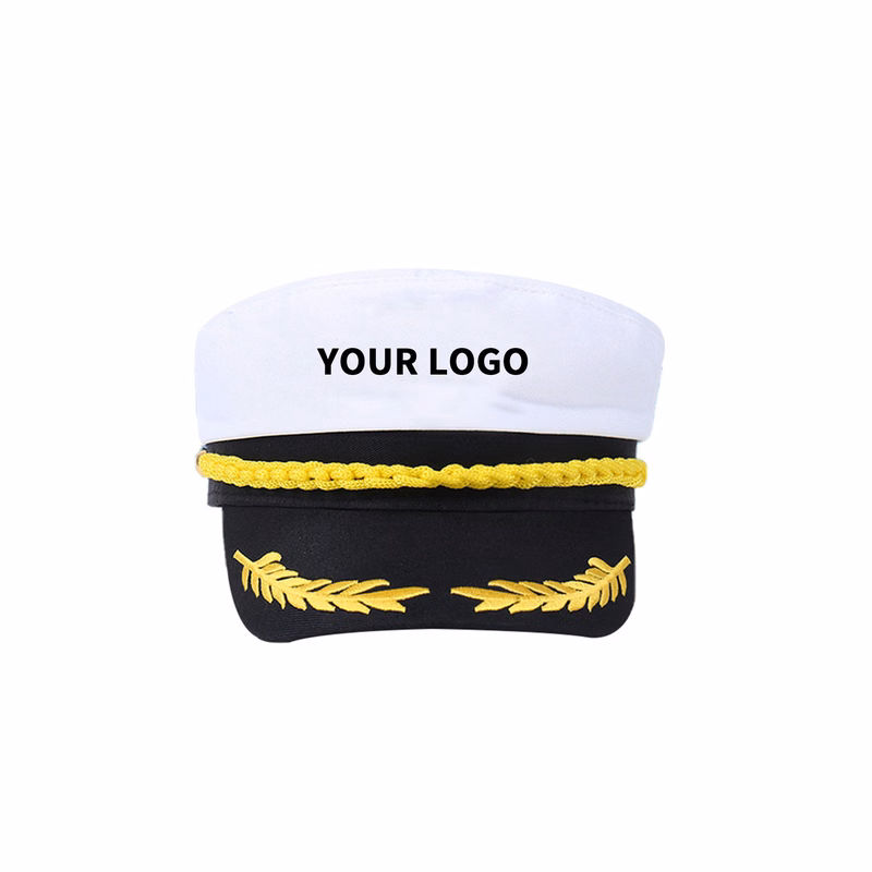Navy Captain Costume Hat With Embroidered Badge