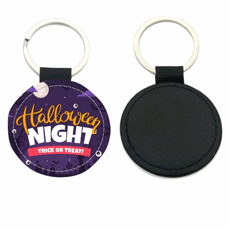 Circle Leather Keychain