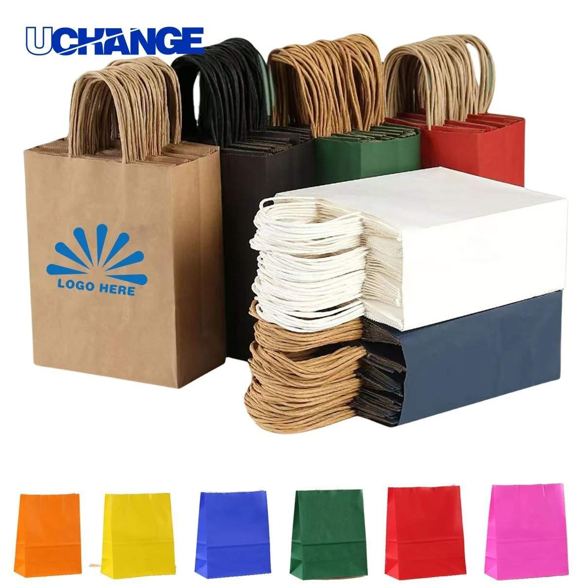 Coloured Kraft Gift Bag Set With Handles 1