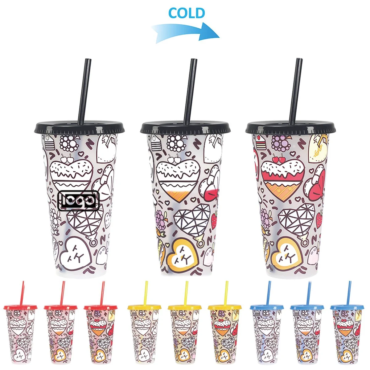 24oz Creative Color-Changing Tumbler with Straw 1