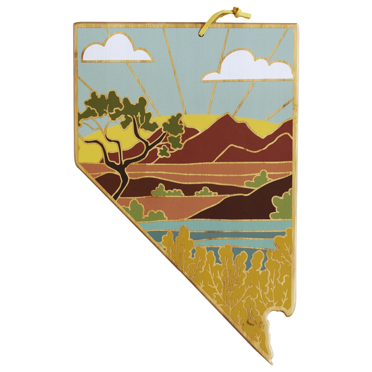 Nevada State Shaped Cutting and Serving Board with Artwork by Summer Stokes 1