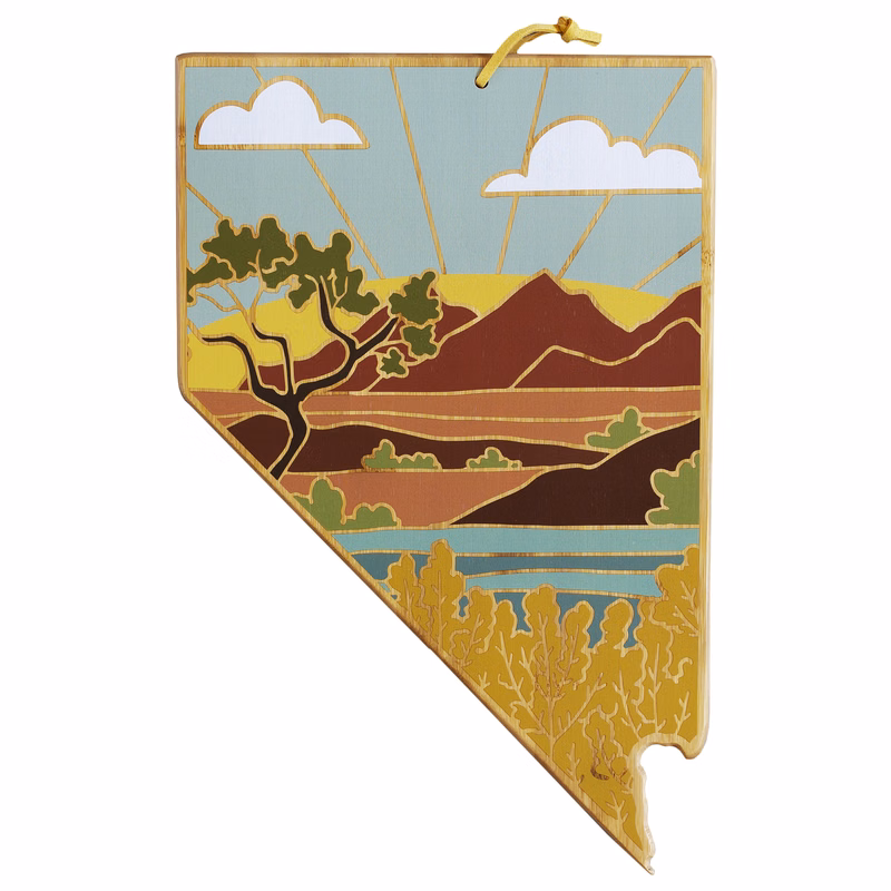 Nevada State Shaped Cutting and Serving Board with Artwork by Summer Stokes