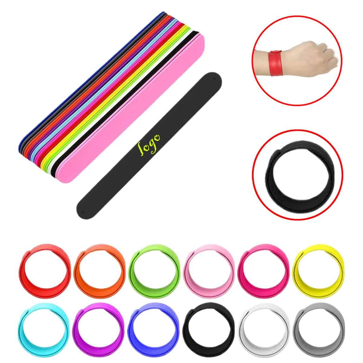 MOQ50 Custom Silicone Slap Wristbands 1