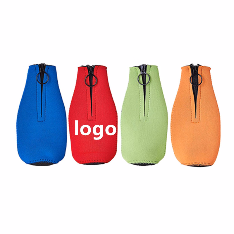 Zip-Up Neoprene Beer Bottle Sleeve Coolie