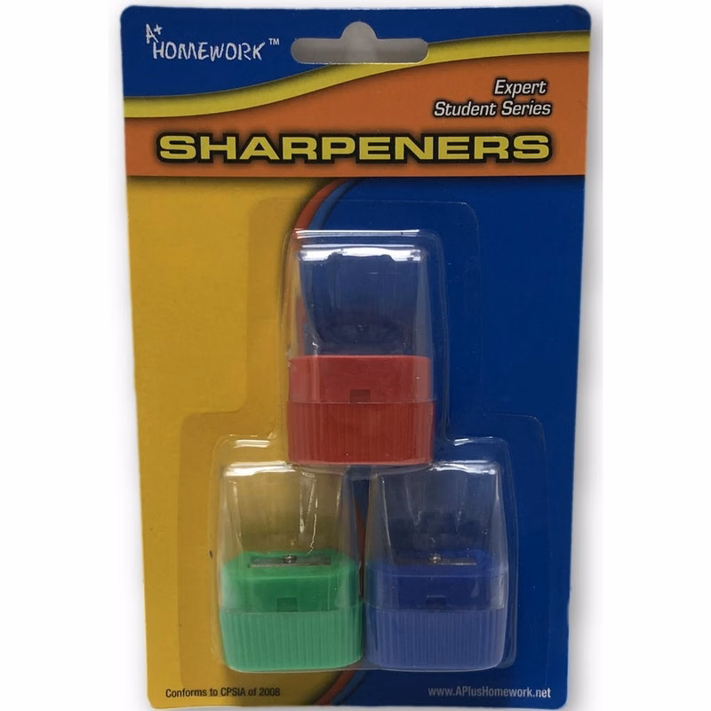 Pencil Sharpeners - 3 Count Shavings Receptacle