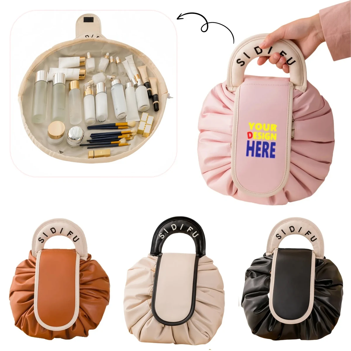 PU Leather Drawstring Makeup Bag 1