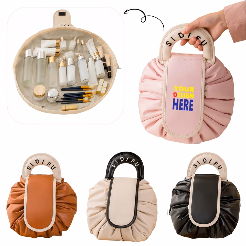 PU Leather Drawstring Makeup Bag