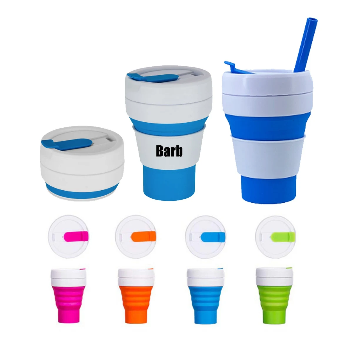 355ml/12oz Collapsible Silicone Coffee Cup with Straw 1