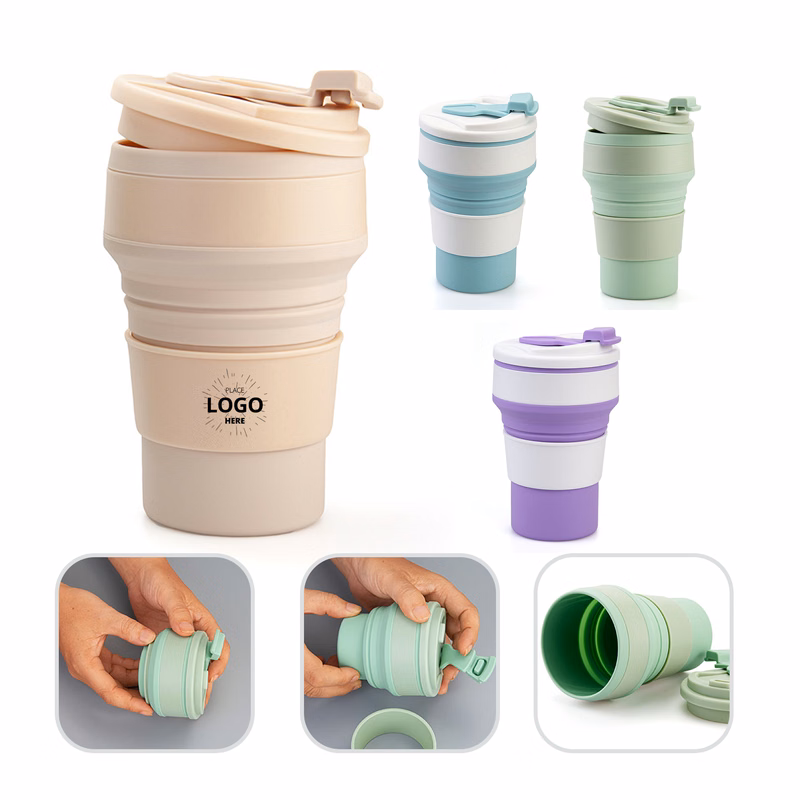 12oz Portable Silicone Collapsible Water Bottle Foldable Cup