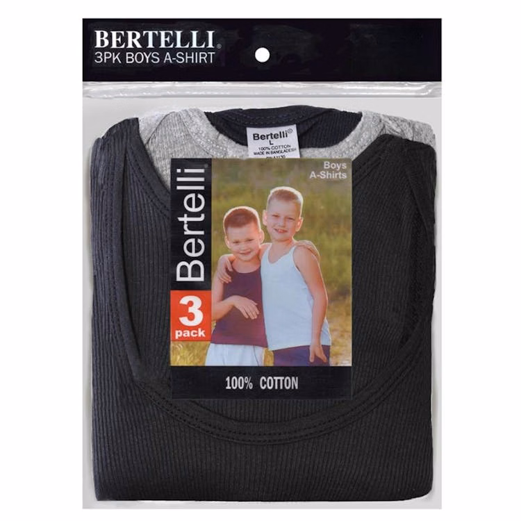 Boys' Cotton Undershirts - Assorted Colors Size Small