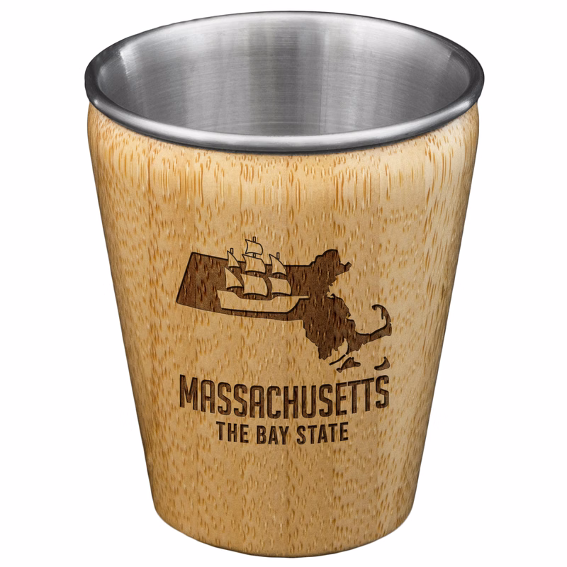 Massachusetts State Bamboo and Stainless Steel Shot Glass