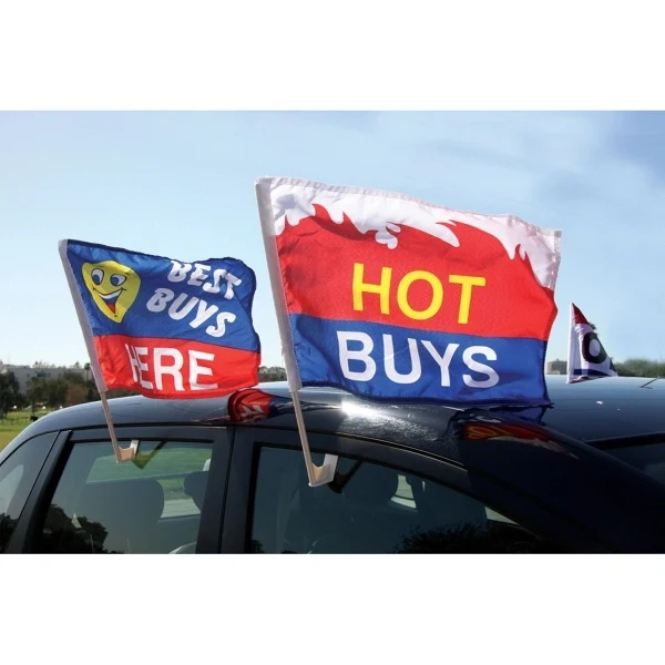 10.5" x 15" Advertising Car Flag-wPoly 1 Ply-Dozens 1