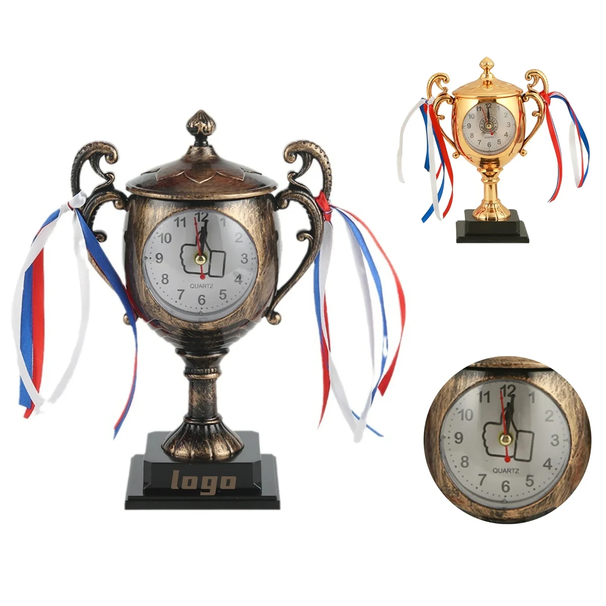 Trophy - Shaped Desk Clock, Custom Logo, Corporate Award 1