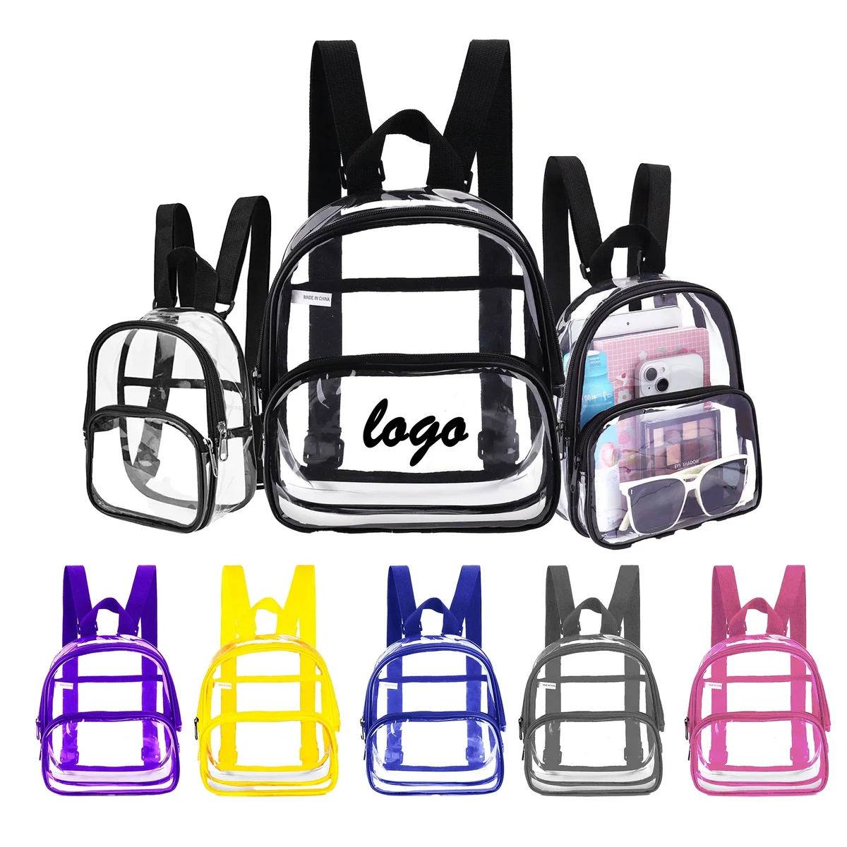 MOQ 30 Transparent Backpack 40 Wire PVC Commuter Leisure 1