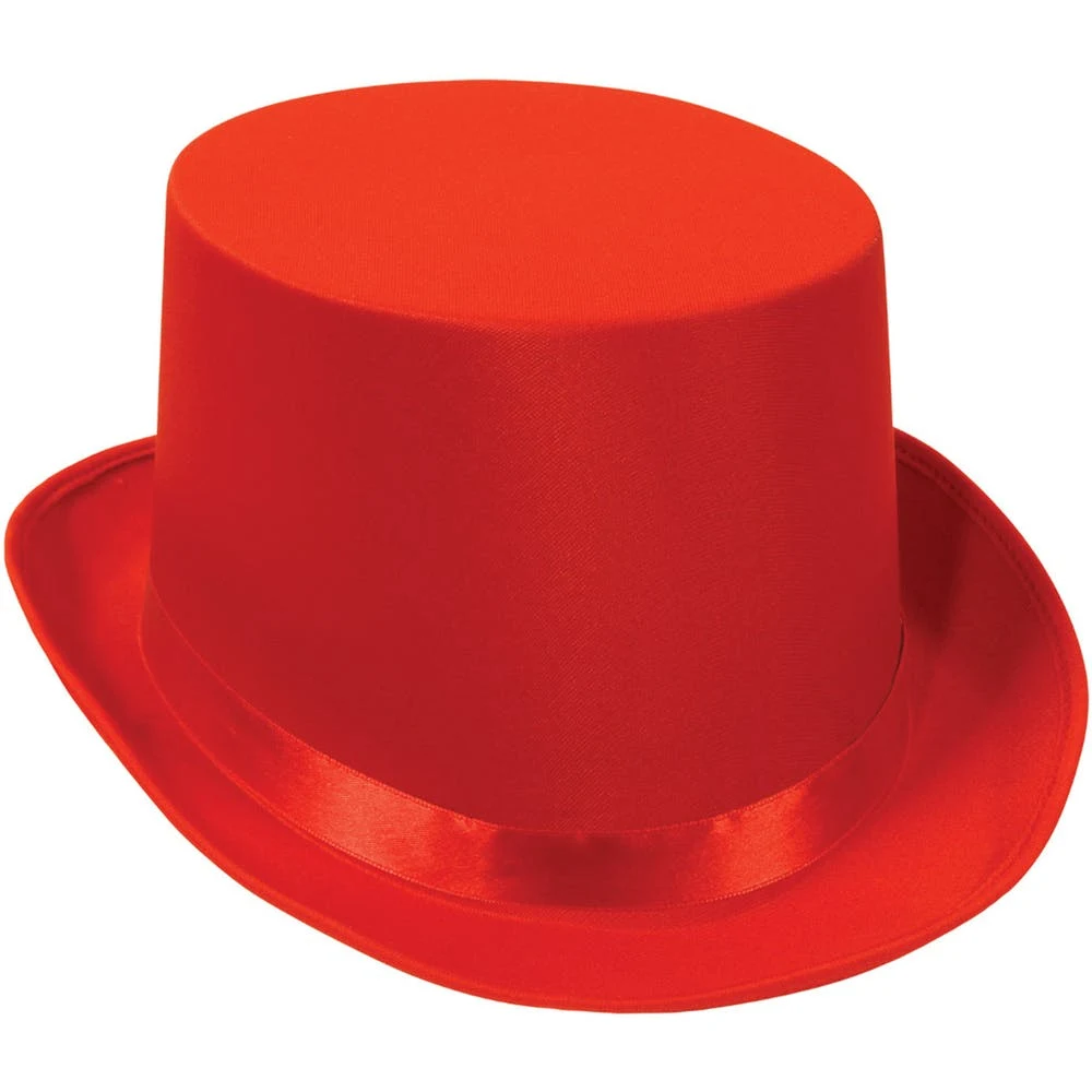 Satin Sleek Top Hats - Red 1
