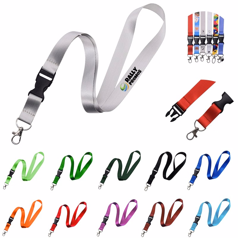 Polyester Lanyard Rope With Safety Clip Quick Release Buckle