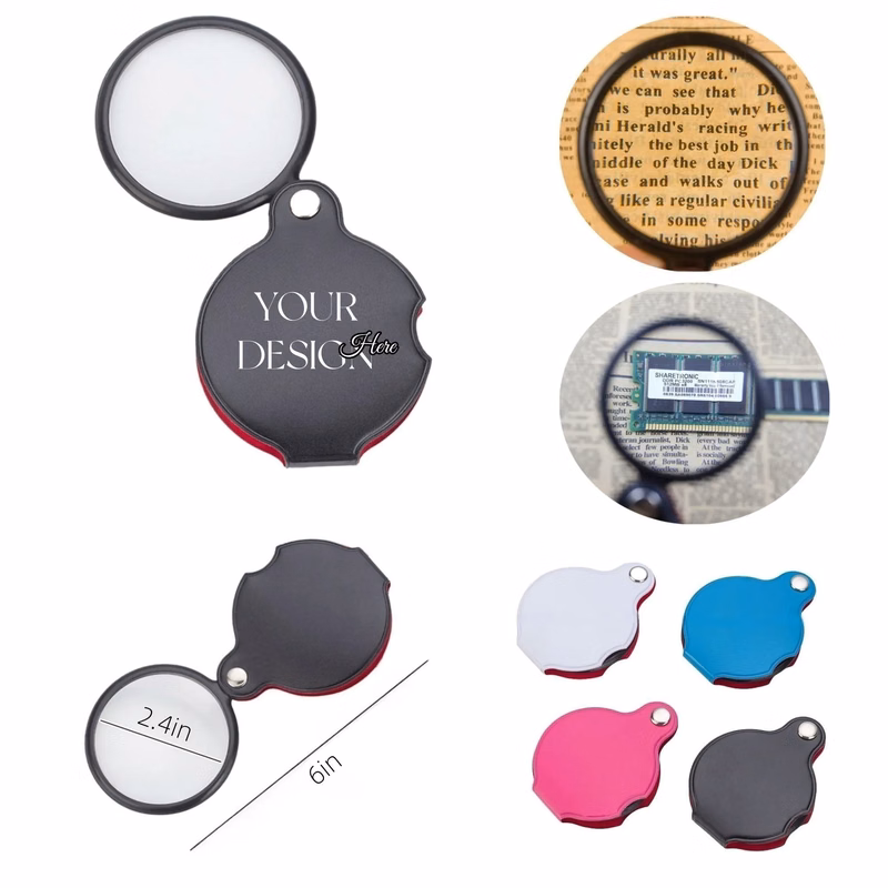 8X Pocket Folding PU Leather Magnifier