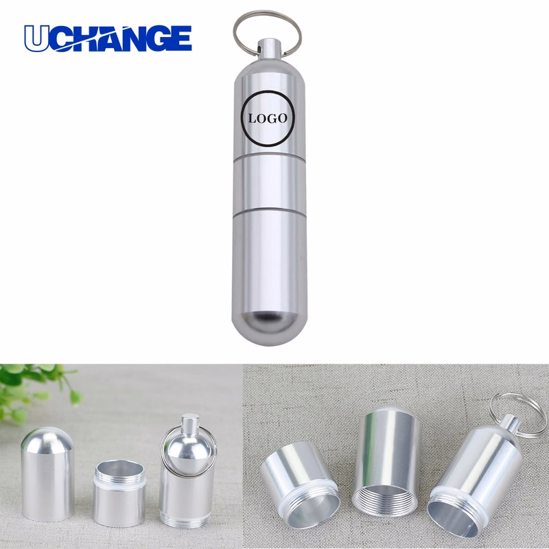 Aluminum Alloy Pill Case Keychain Container