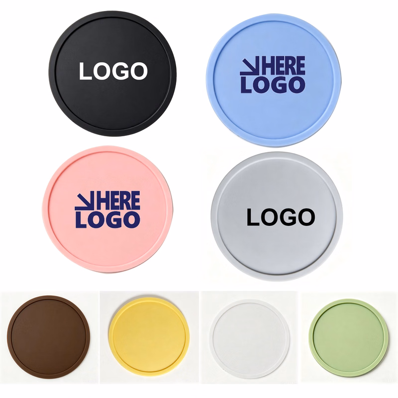 4in round silicone cup coasters grooved design customized