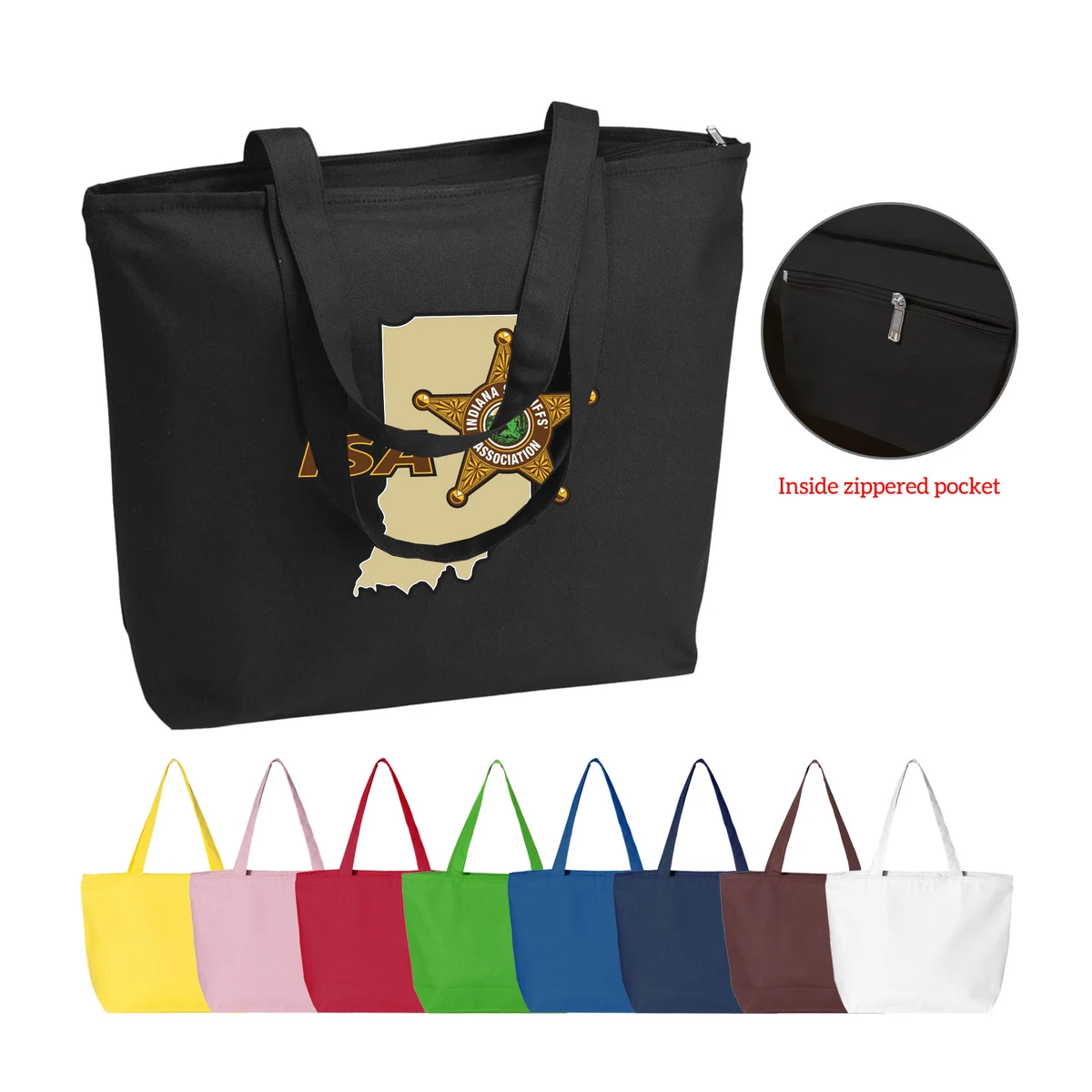 12 oz. Heavy Cotton Canvas 25L Zippered Tote Bag_R109BT 1