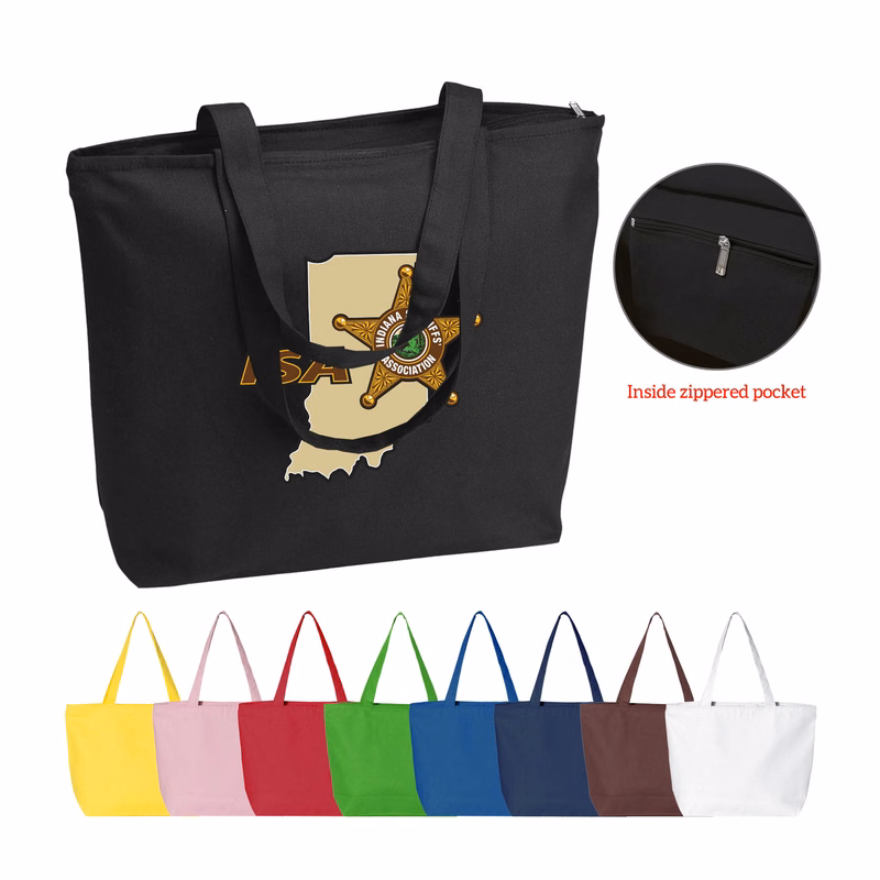 12 oz. Heavy Cotton Canvas 25L Zippered Tote Bag_R109BT