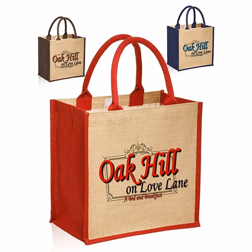 Rope Handle Jute Tote Bag - 12" W x 12" H