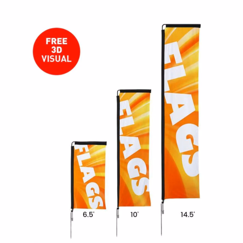 10' Custom Printing Rectangle Flag Full Color Dye Sublimation Kit Poles Stand Ground Stake