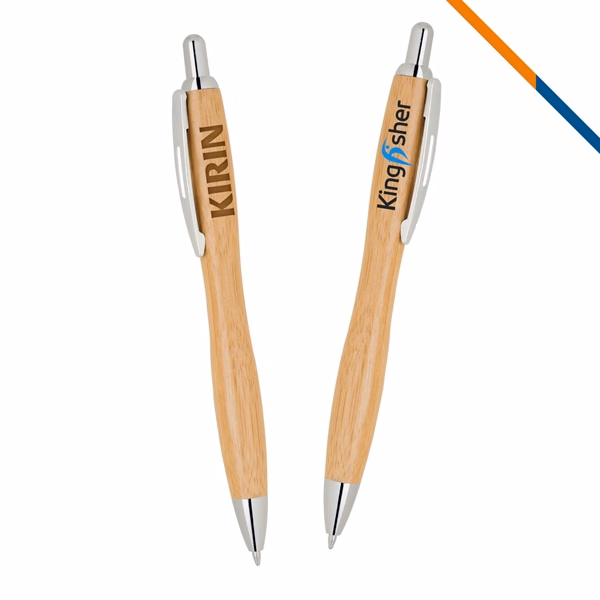 Custom 5.5-Inch Bamboo Click Pen with Metal Clip — Sustainable Eco-Friendly Giveaway
