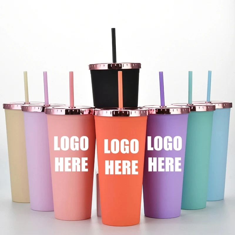 Custom 24 oz AS Plastic Material Tumbler With Straw 1