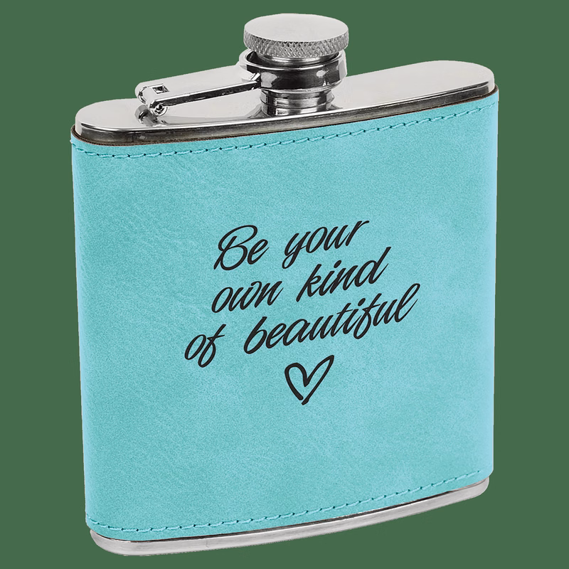 6 oz. Teal Leatherette Stainless Steel Flask