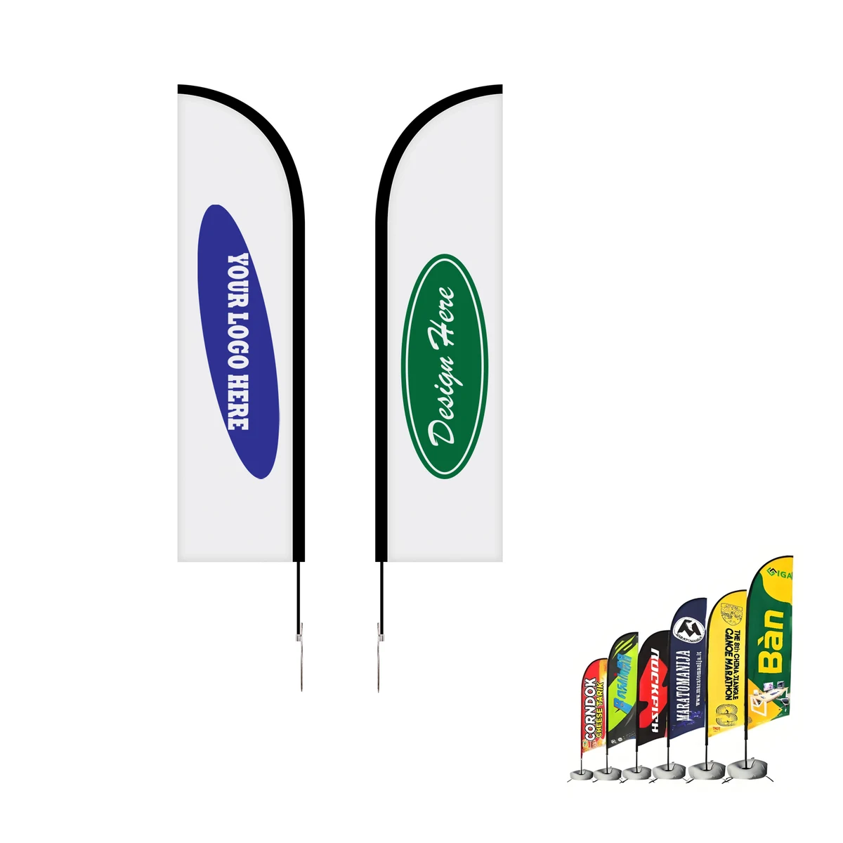 9' Custom Outdoor Double-Sided Feather Flags 1
