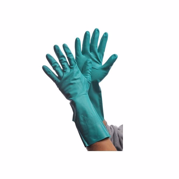 Flock Lined Nitrile Gloves - Green Medium