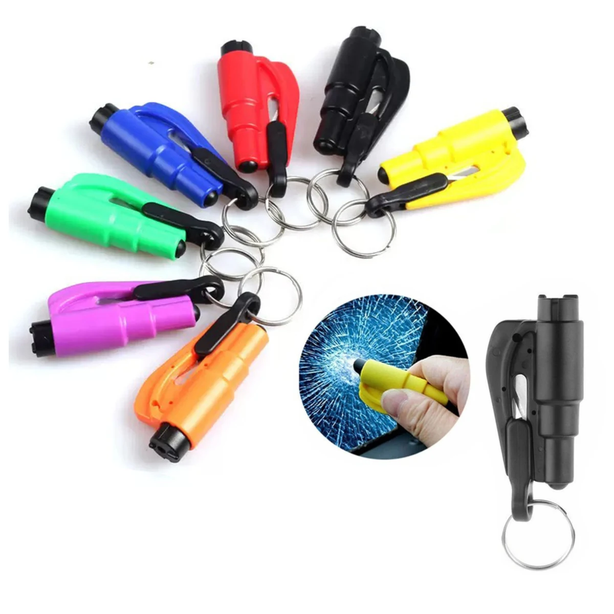 2-in-1 Emergency Window Breaker & Seatbelt Cutter Keychain 1