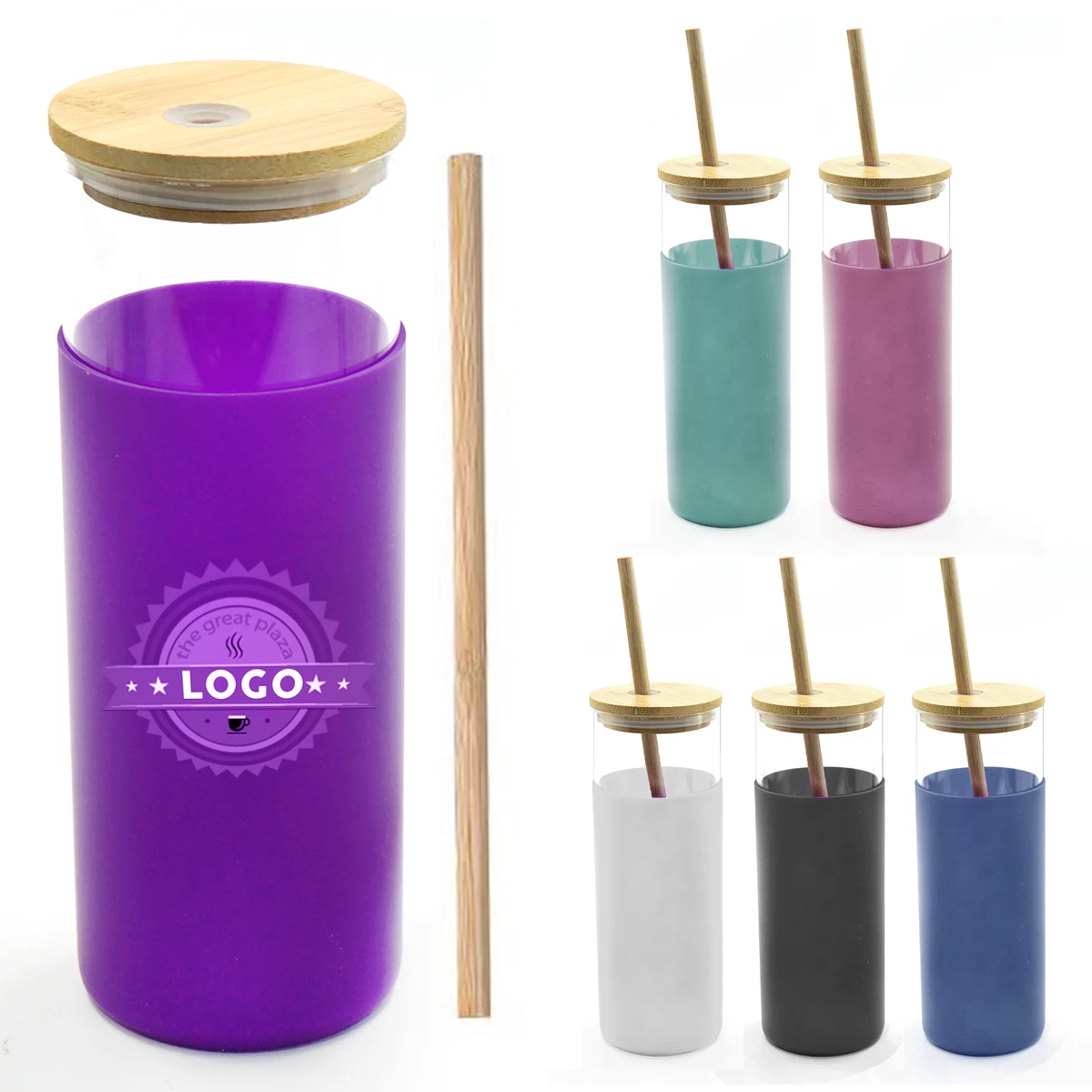 17 Oz Glass Tumbler Water Bottle with Straw 1