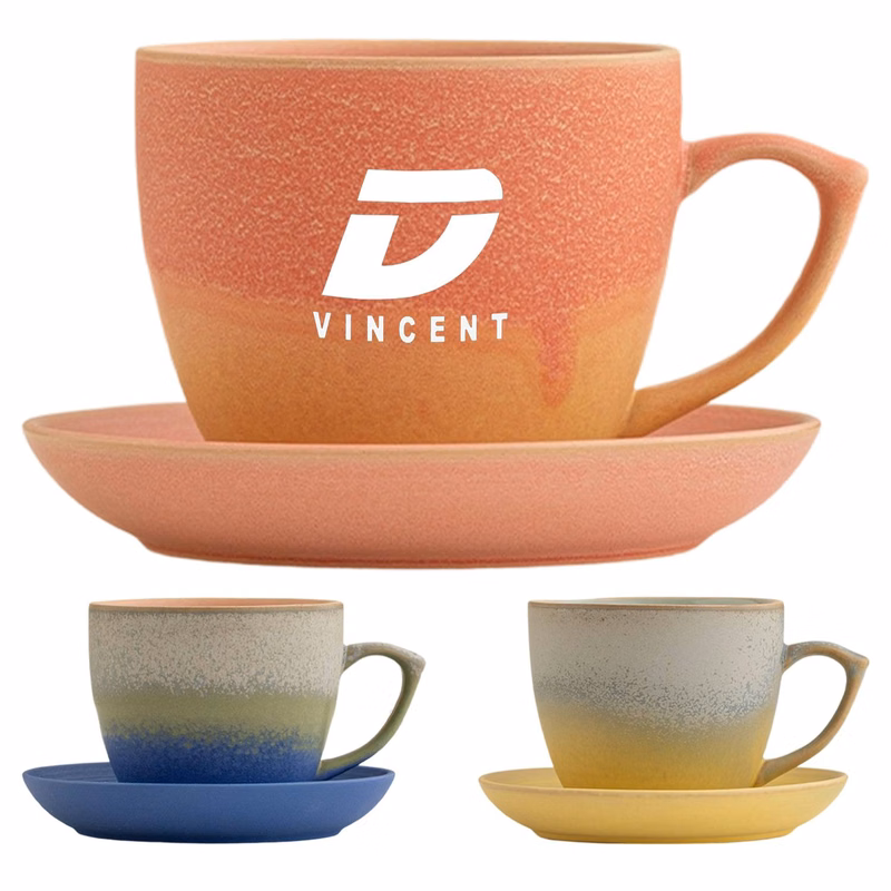 6oz Ceramic Coffee Cup Saucer Set