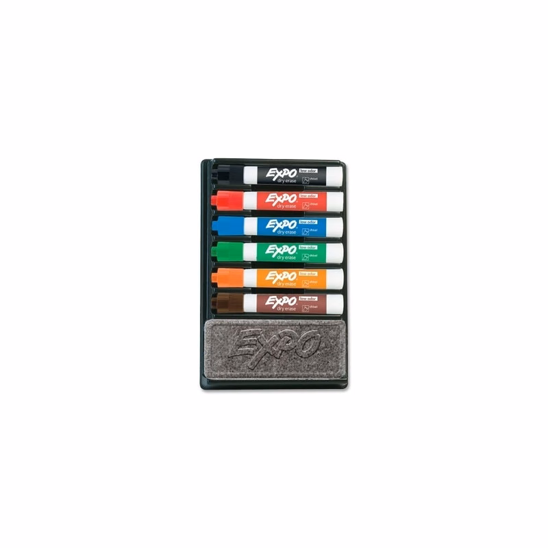 Dry-Erase Markers - 6 Colors Chisel Tip Eraser Included