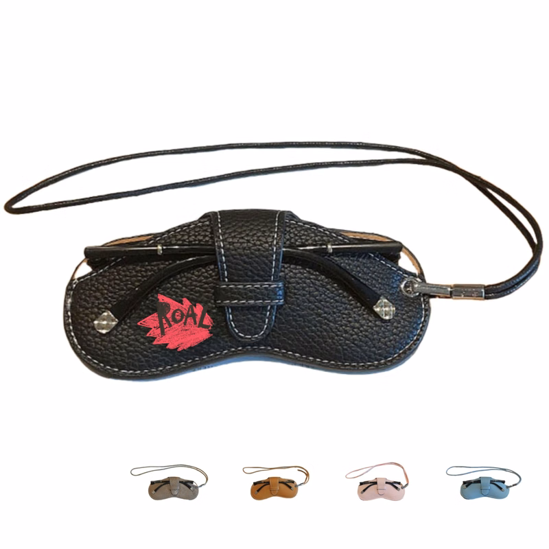 Soft Leather Sunglasses Pouch With Lanyard