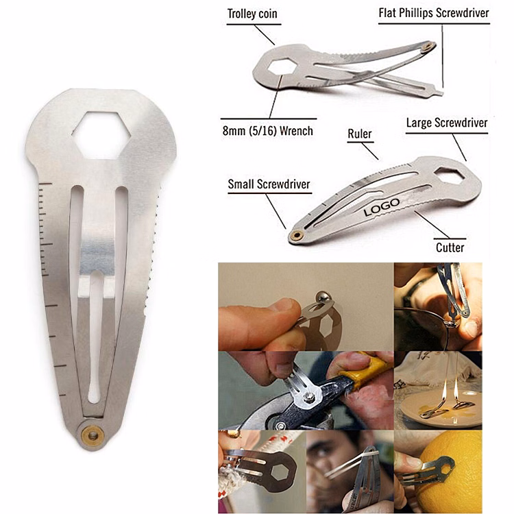 Multifunction Hair Clip Stainless Steel Tactical Cutter Ruler