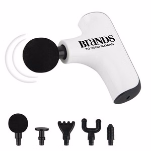 White Muscle Vibration Massager Tool With 5 Heads And 4 Speed Settings