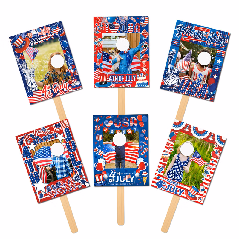 Independence Day Photo Frame Prop Handheld Flag