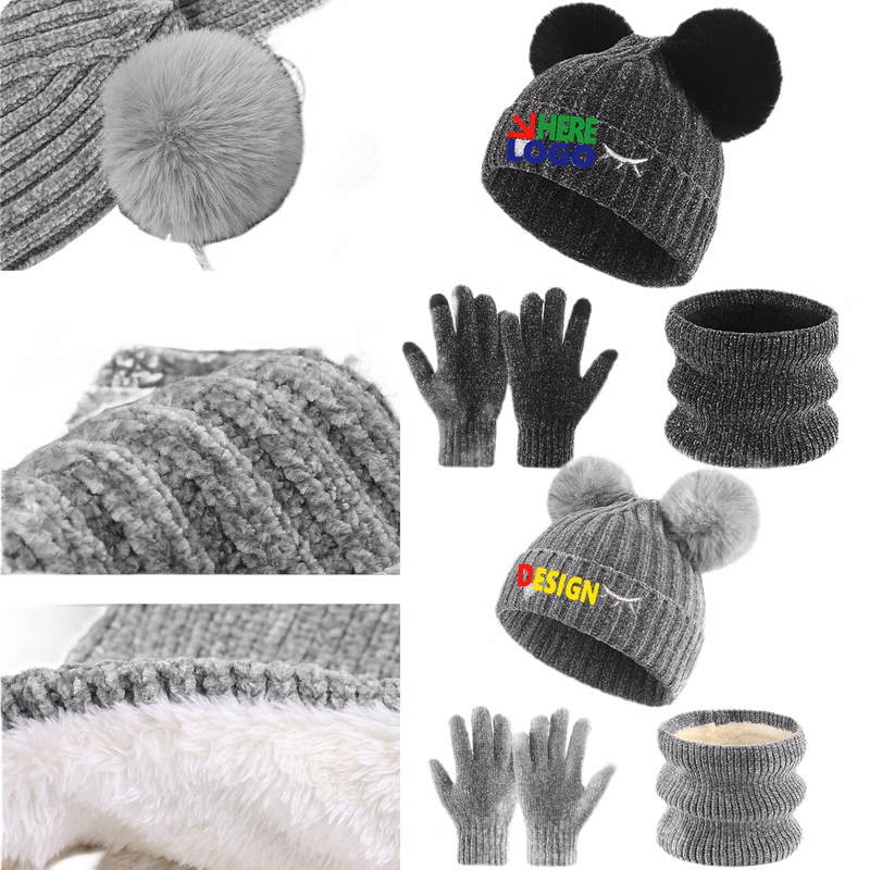Winter Hat Gloves Scarf Set Girls Toddler