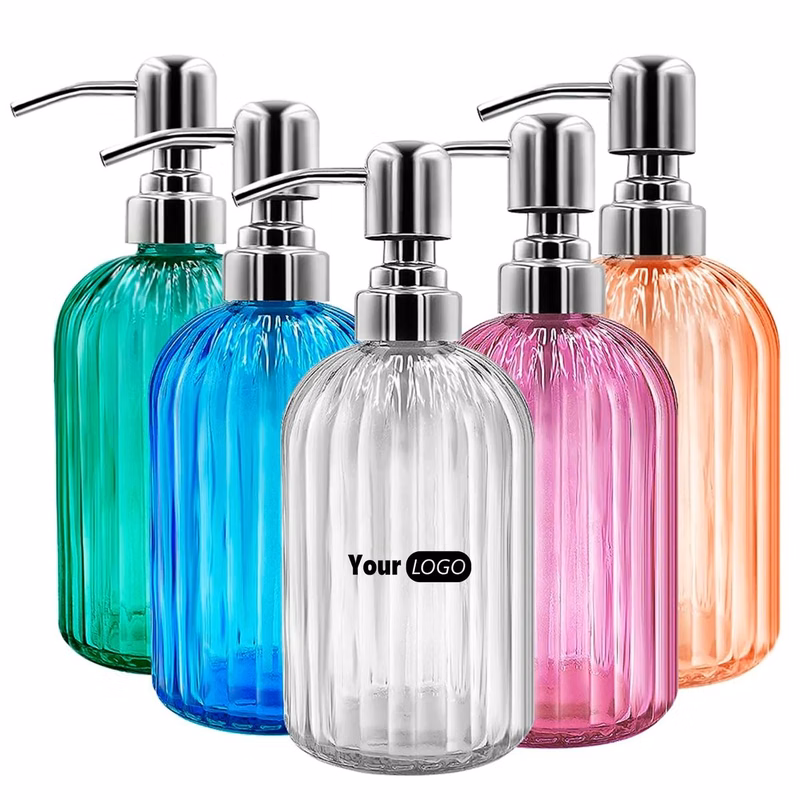 14 OZ Colorful Liquid Soap Refill Glass Dispenser
