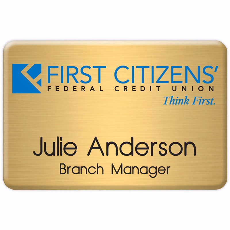 New York Custom Metal Name Badge (Custom sized between 6 and 9 sq. in.)