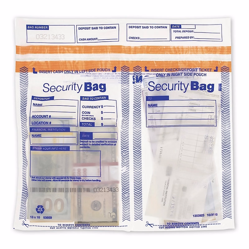 Deposit Bag, Dual Pocket, Clear